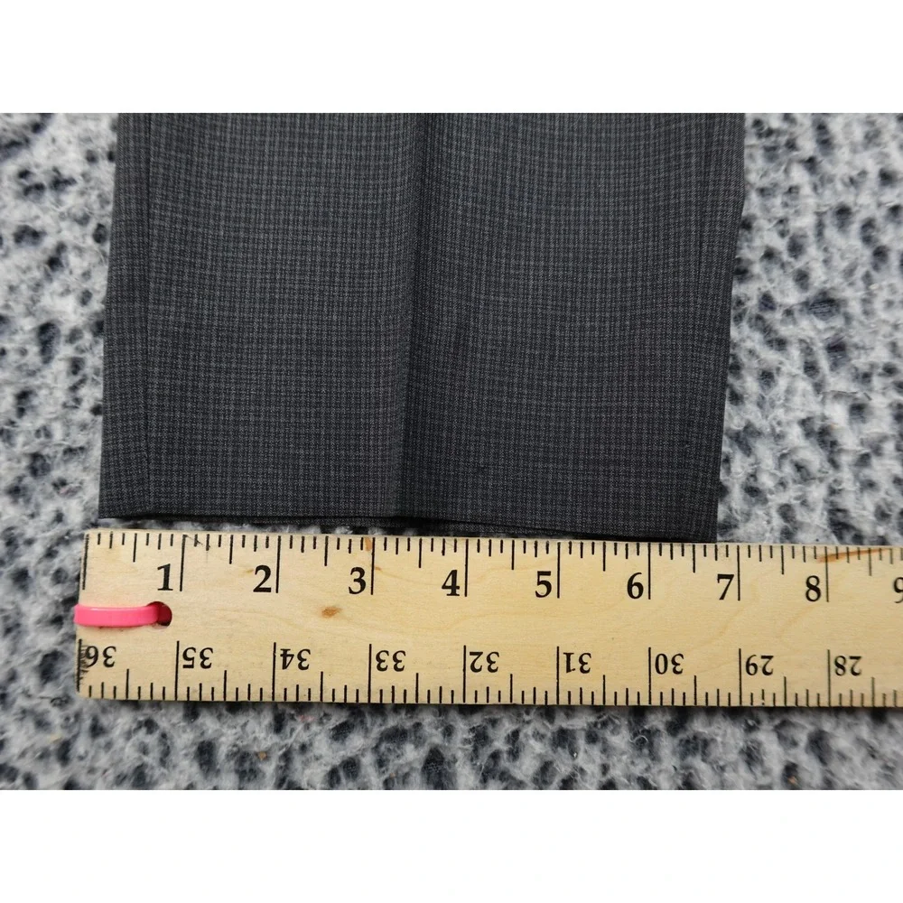 Hugo Boss Dress Pants Mens 38R Grey‎ Excellent Micro-Check Flat Front Trousers